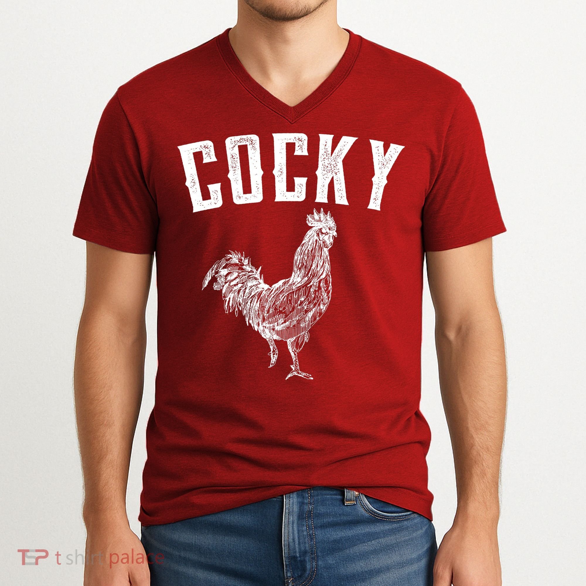 Cocky Rooster V-Neck T-Shirt