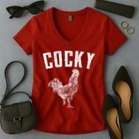 Cocky Rooster Women's V-Neck T-Shirt thumb 2