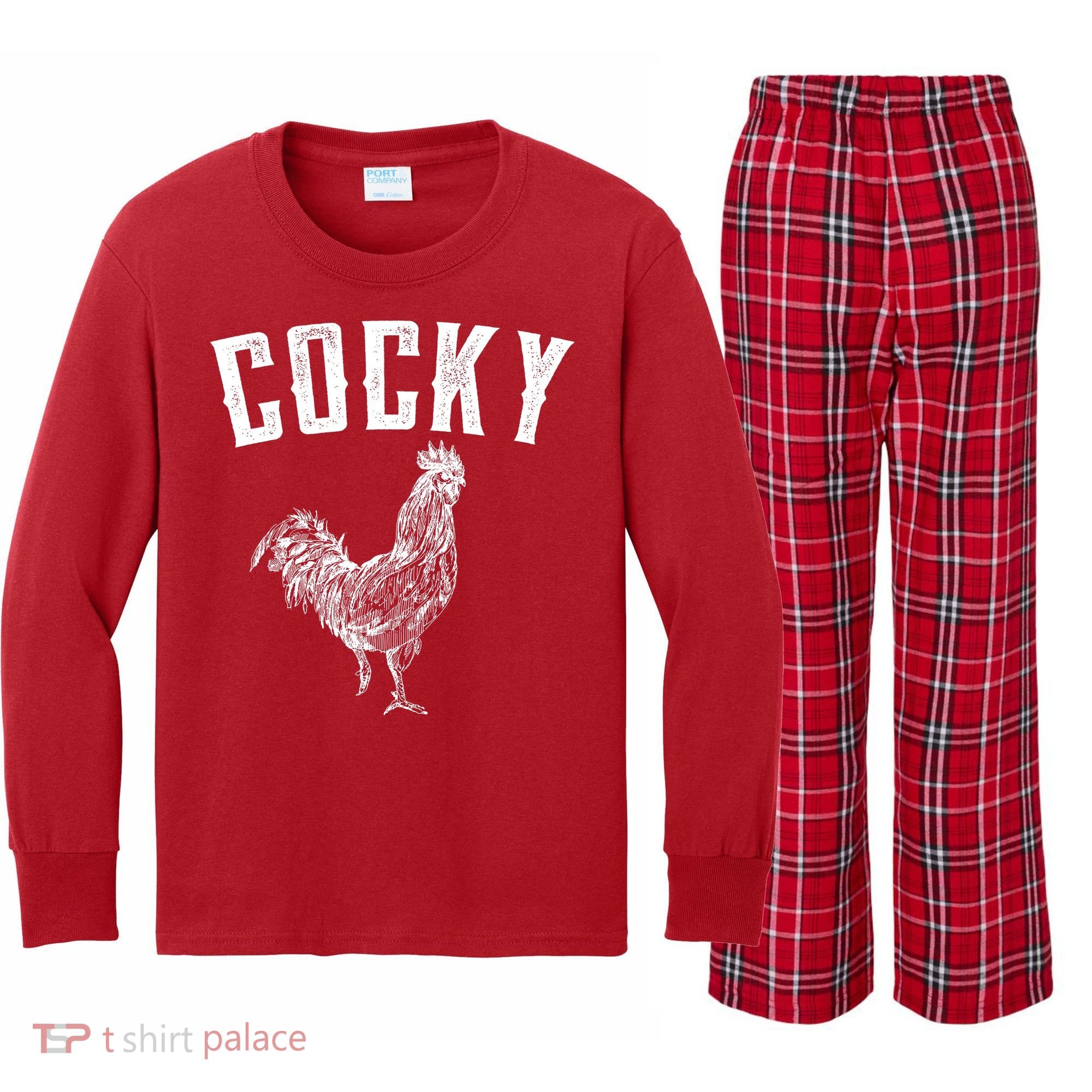 Cocky Rooster Kids Long Sleeve Plaid Pajama Set
