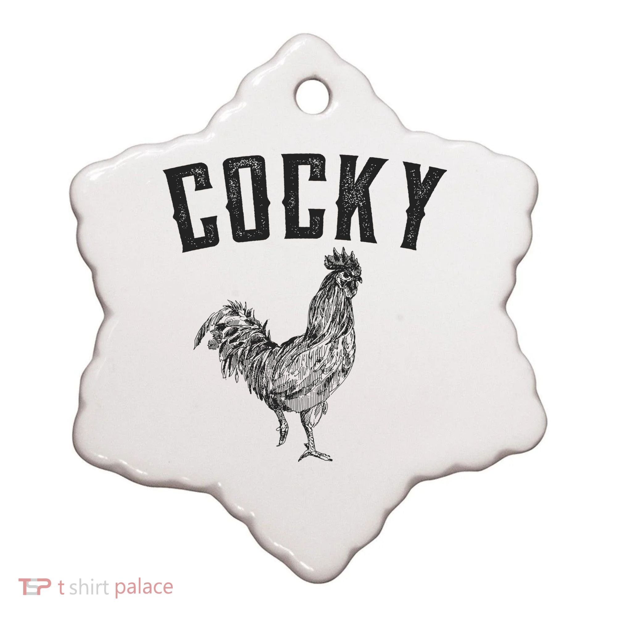 Cocky Rooster Ceramic Ornament