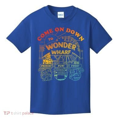 Come On Down To Wonder Wharf Prizes Fun Queezy Queen Food Kids T-Shirt