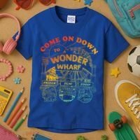 Come On Down To Wonder Wharf Prizes Fun Queezy Queen Food Kids T-Shirt thumb 3