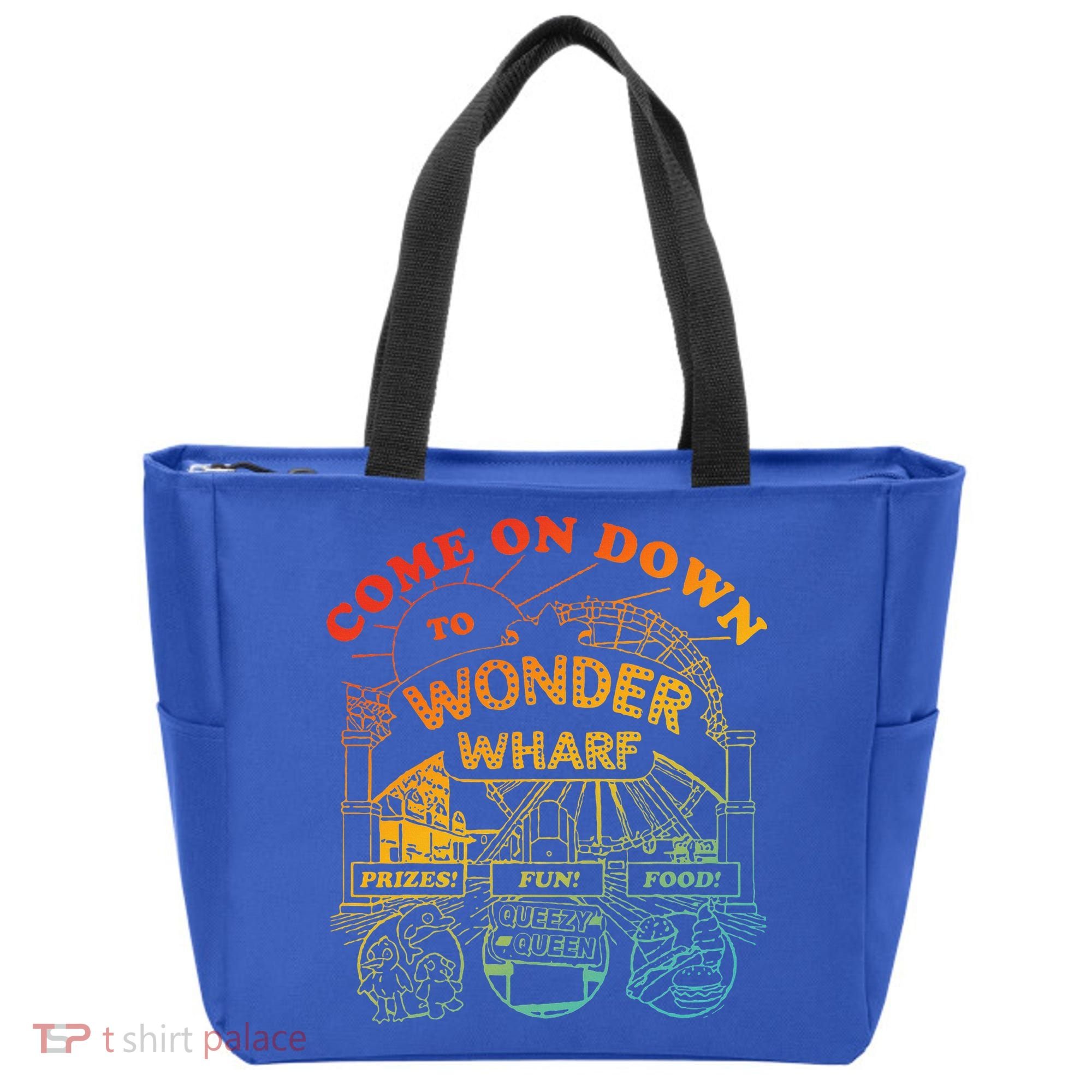 Come On Down To Wonder Wharf Prizes Fun Queezy Queen Food Tote Bag