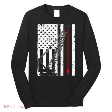 Crane Operator Design Us Heavy Equipment Crane Lover Long Sleeve Shirt