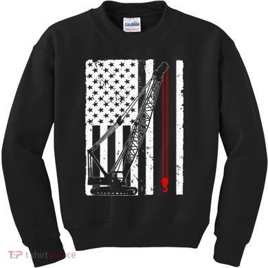 Crane Operator Design Us Heavy Equipment Crane Lover Kids Sweatshirt