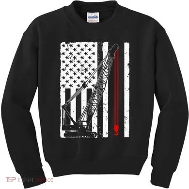 Crane Operator Design Us Heavy Equipment Crane Lover Kids Sweatshirt
