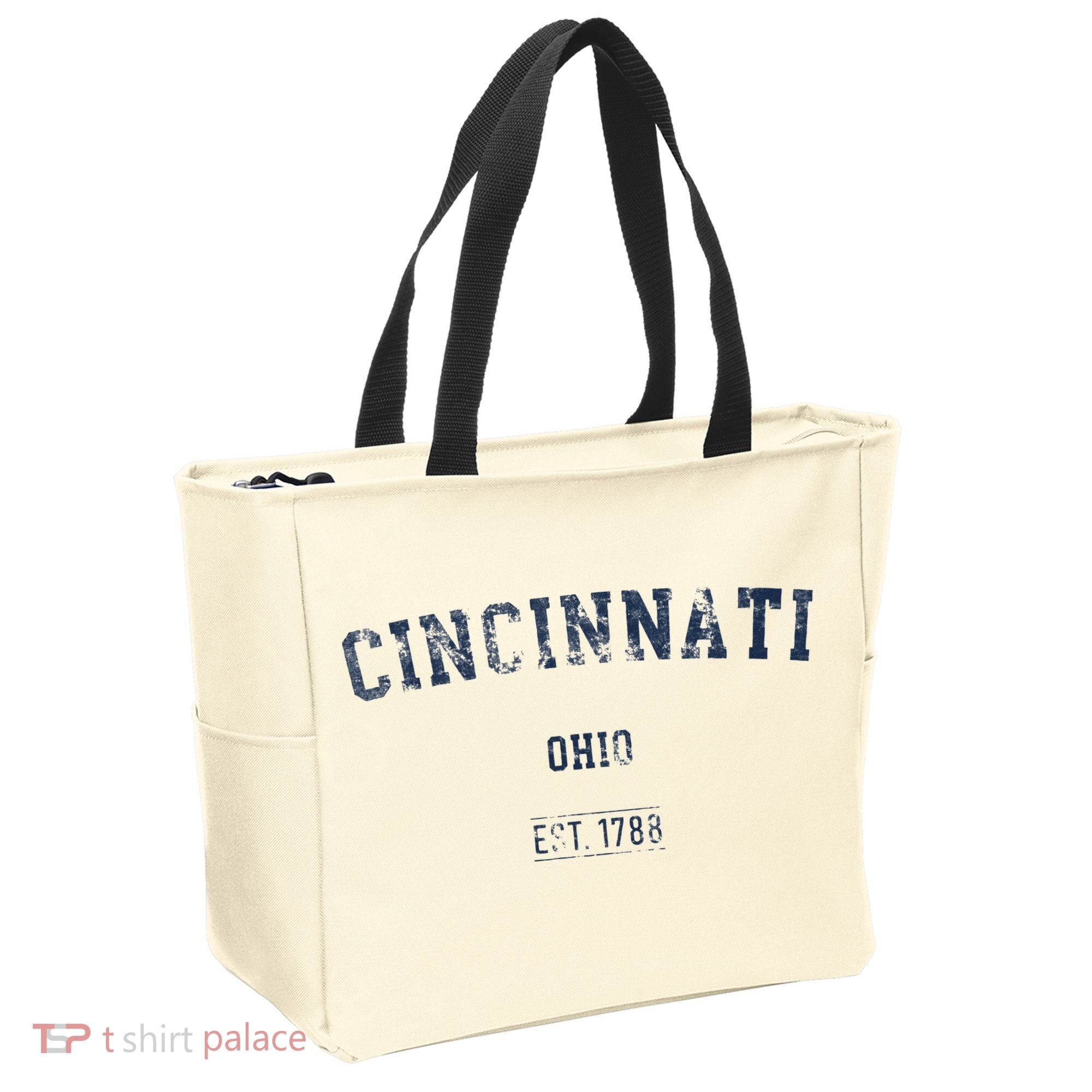 Cincinnati Ohio Distressed Text Sport Style Tote Bag