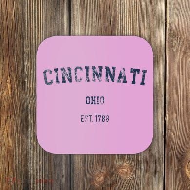 Cincinnati Ohio Distressed Text Sport Style Coaster