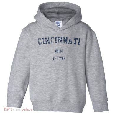 Cincinnati Ohio Distressed Text Sport Style Toddler Hoodie