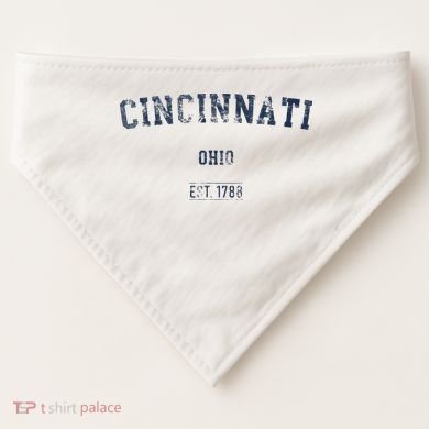 Cincinnati Ohio Distressed Text Sport Style USA-Made Doggie Bandana