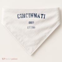 Cincinnati Ohio Distressed Text Sport Style USA-Made Doggie Bandana thumb 0
