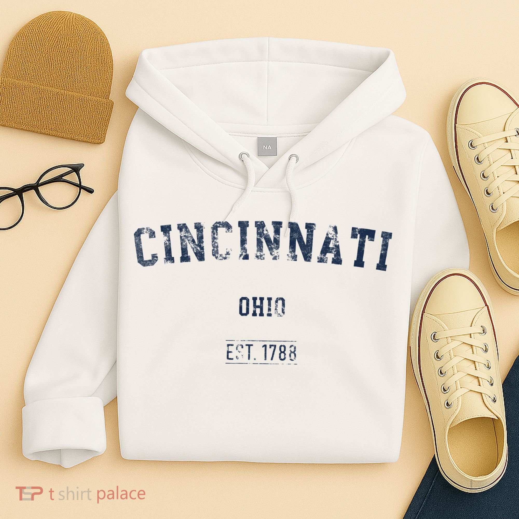 Cincinnati Ohio Distressed Text Sport Style Hoodie