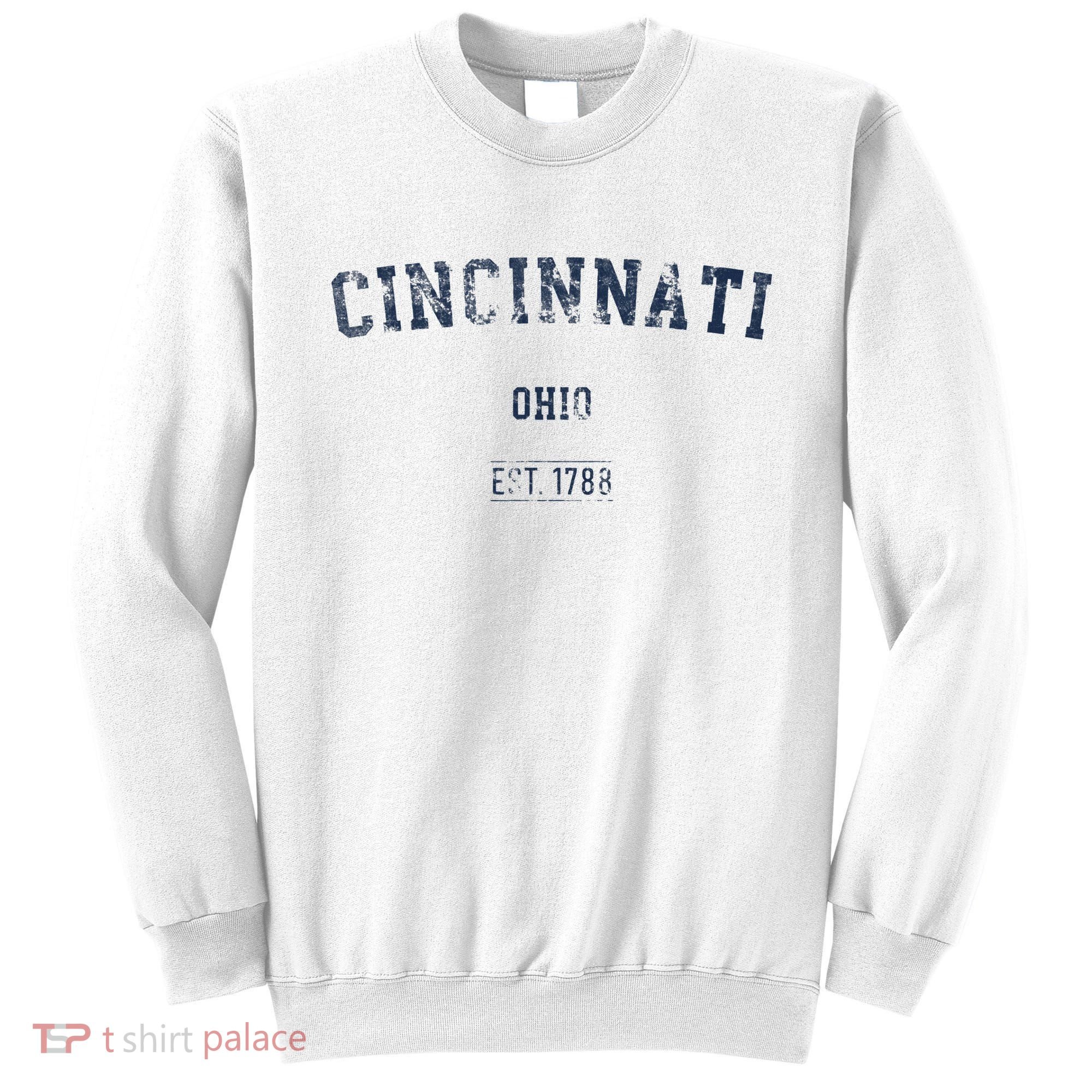 Cincinnati Ohio Distressed Text Sport Style Sweatshirt