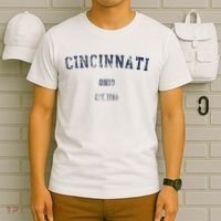 Cincinnati Ohio Distressed Text Sport Style T-Shirt thumb 6