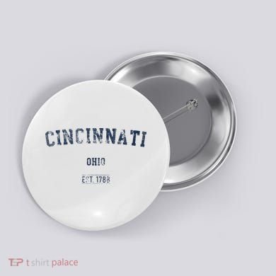Cincinnati Ohio Distressed Text Sport Style Button