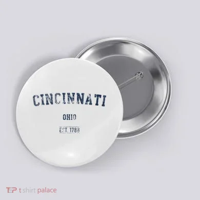 Cincinnati Ohio Distressed Text Sport Style Button