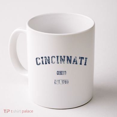 Cincinnati Ohio Distressed Text Sport Style Coffee Mug