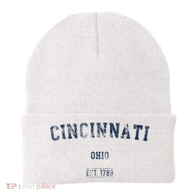 Cincinnati Ohio Distressed Text Sport Style Beanie