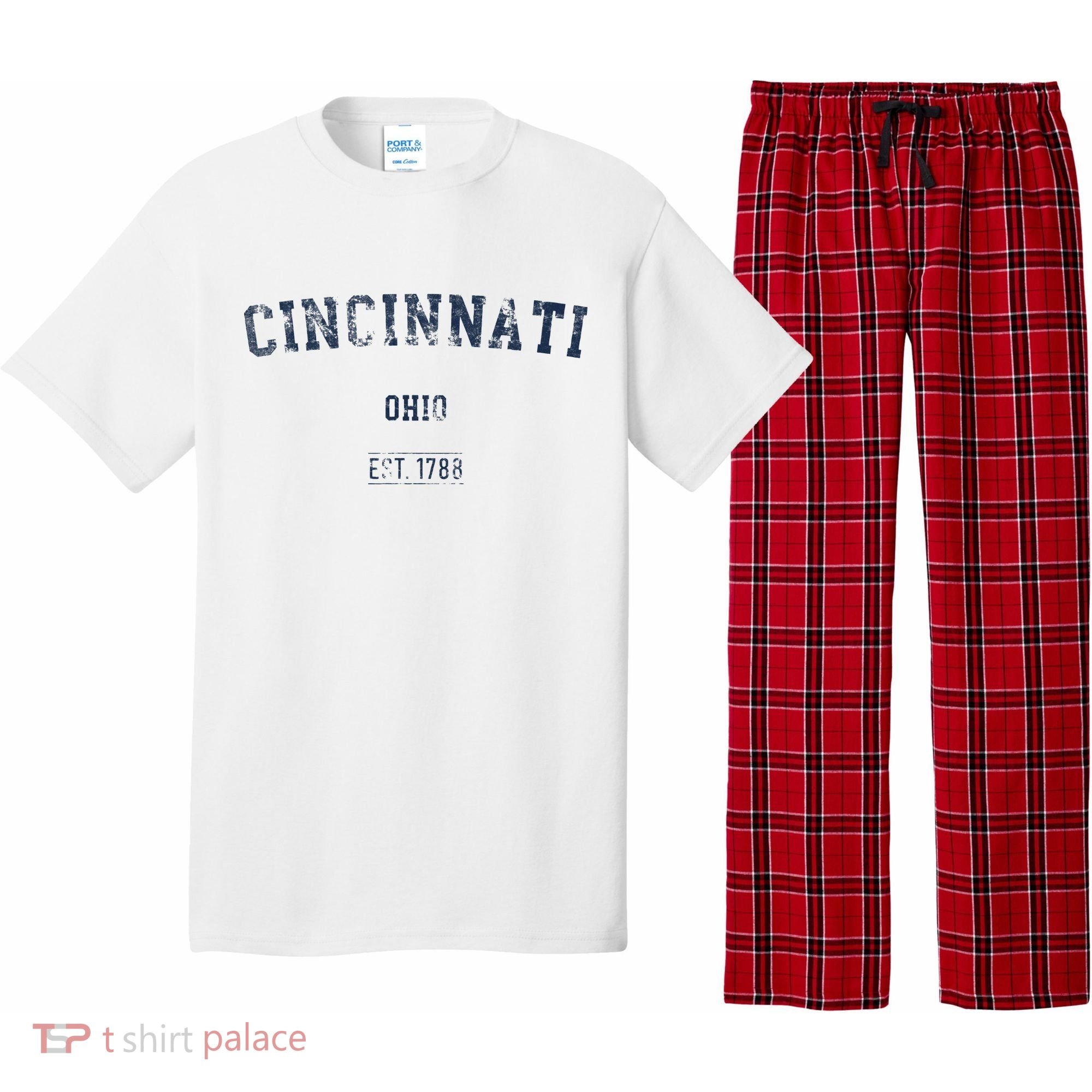 Cincinnati Ohio Distressed Text Sport Style Pajama Set