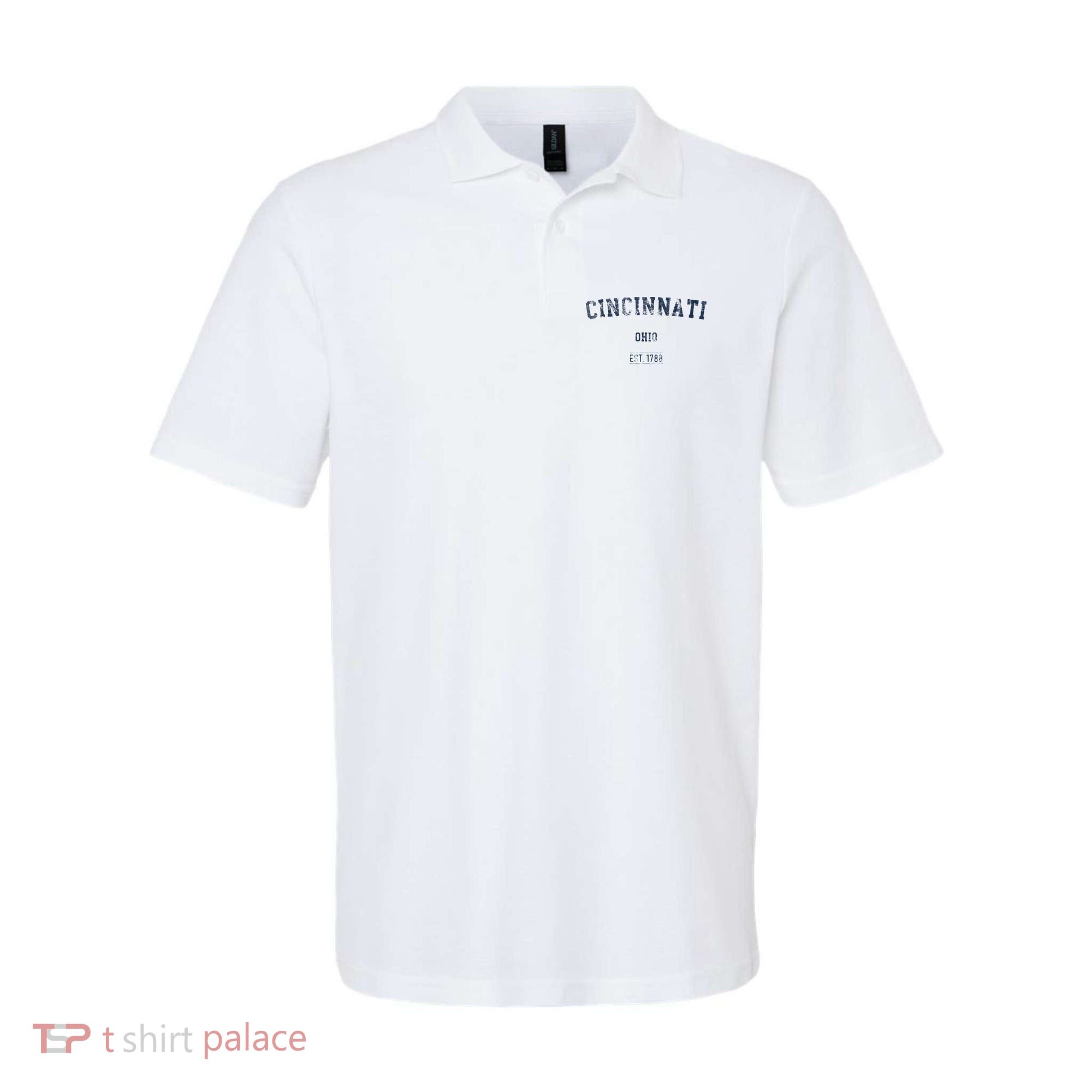 Cincinnati Ohio Distressed Text Sport Style Polo