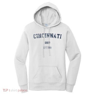 Cincinnati Ohio Distressed Text Sport Style Women's Hoodie