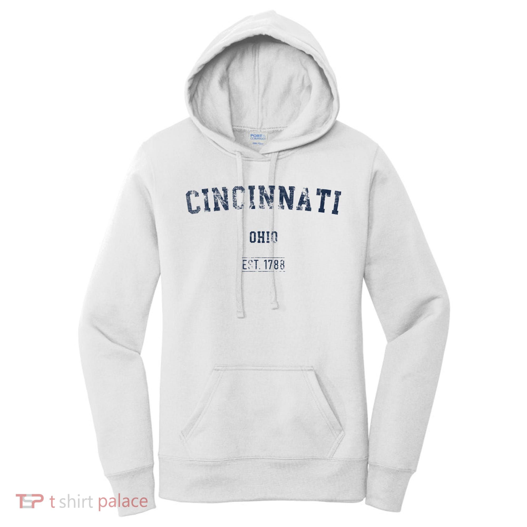 Cincinnati Ohio Distressed Text Sport Style Women's Hoodie