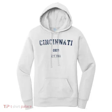 Cincinnati Ohio Distressed Text Sport Style Women's Hoodie