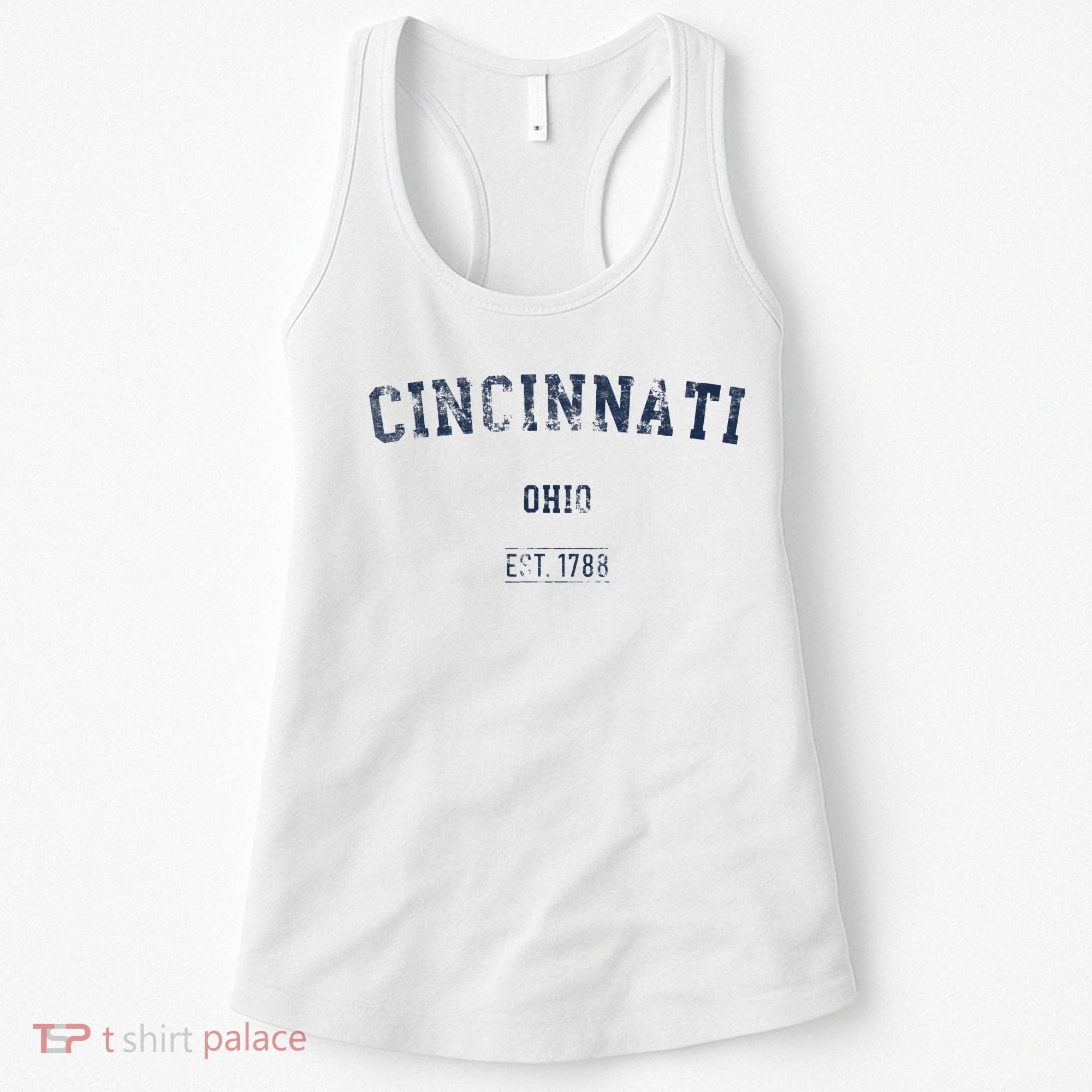 Cincinnati Ohio Distressed Text Sport Style Women's Tank Top