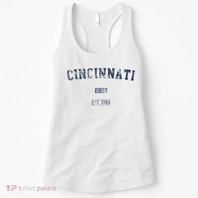 Cincinnati Ohio Distressed Text Sport Style Women's Tank Top