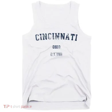 Cincinnati Ohio Distressed Text Sport Style Tank Top