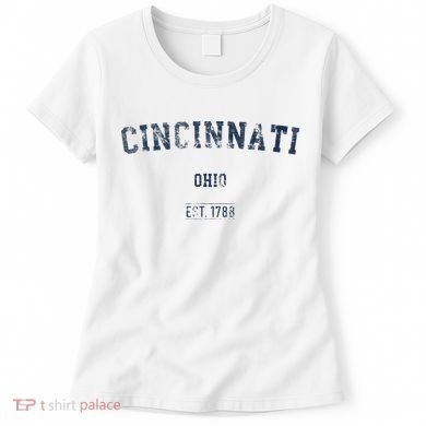 Cincinnati Ohio Distressed Text Sport Style Women's T-Shirt