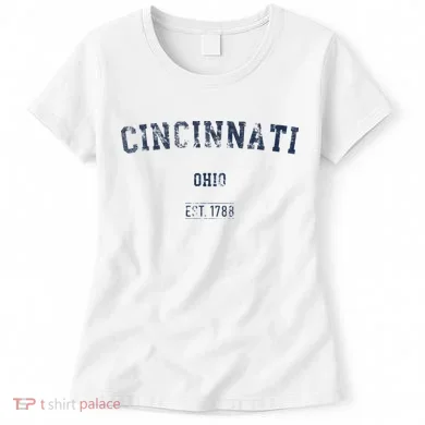 Cincinnati Ohio Distressed Text Sport Style Women's T-Shirt