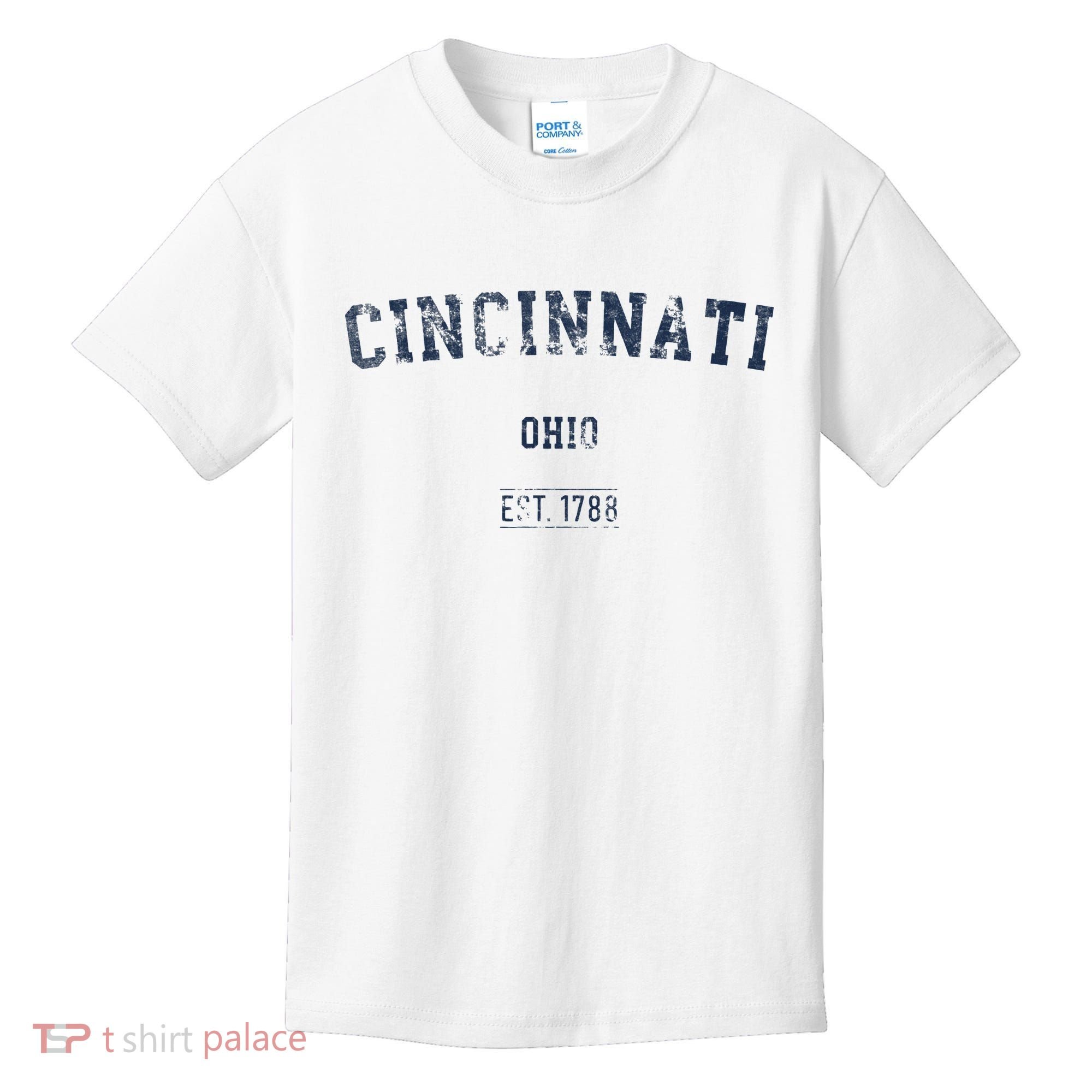 Cincinnati Ohio Distressed Text Sport Style Kids T-Shirt