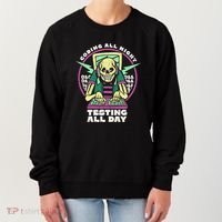 Coding All Night Testing All Day Skeleton Women's Sweatshirt thumb 0