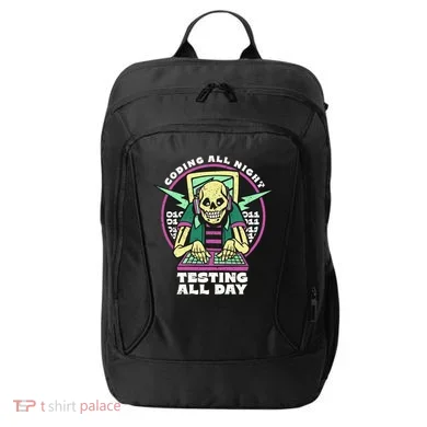 Coding All Night Testing All Day Skeleton City Backpack