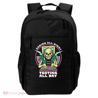 Coding All Night Testing All Day Skeleton Backpack