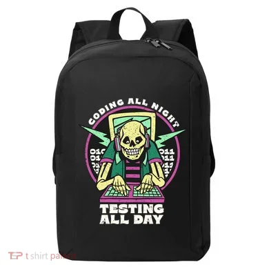 Coding All Night Testing All Day Skeleton Modern Backpack