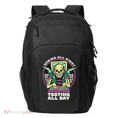 Coding All Night Testing All Day Skeleton Transport Backpack