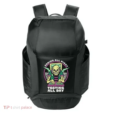 Coding All Night Testing All Day Skeleton Sport-Tek Club Rec Backpack