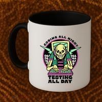 Coding All Night Testing All Day Skeleton Coffee Mug thumb 2