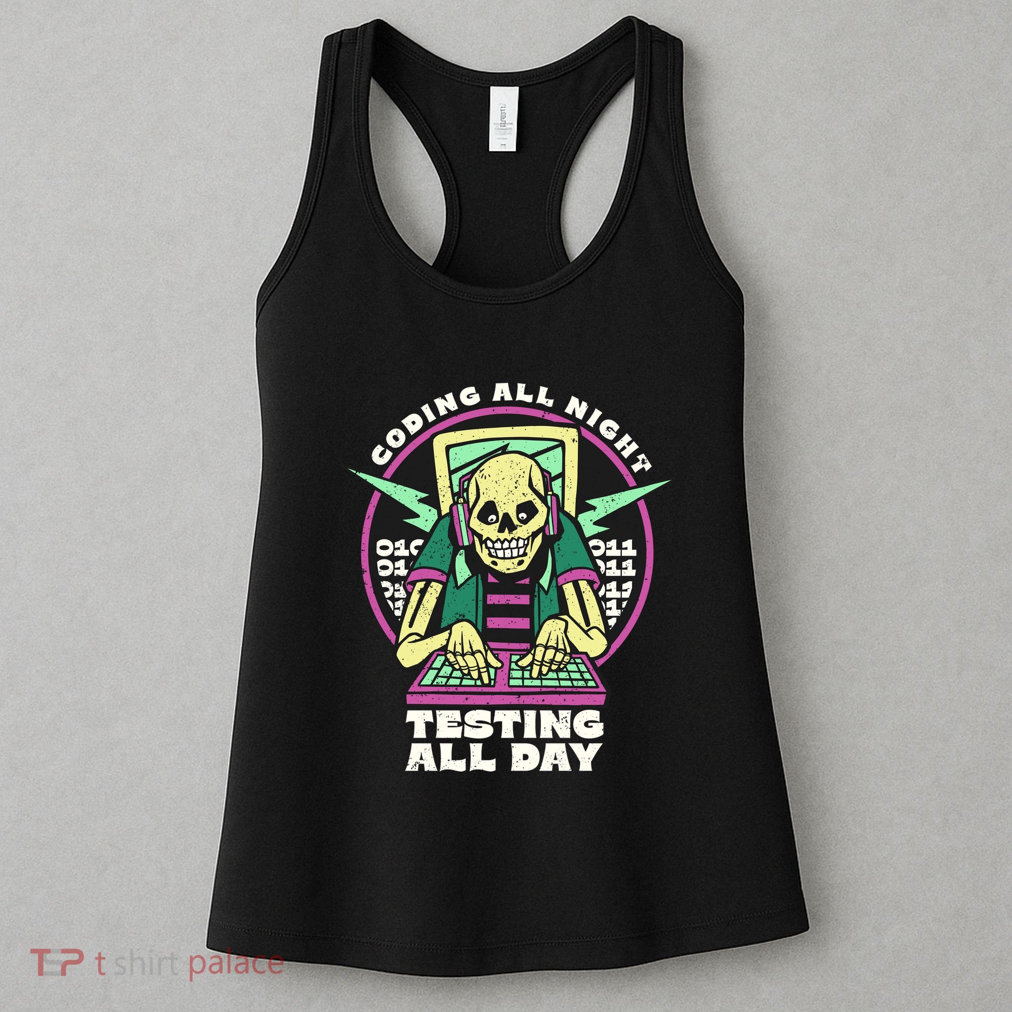 Coding All Night Testing All Day Skeleton Women's Tank Top