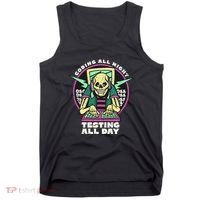 Coding All Night Testing All Day Skeleton Tank Top thumb 0