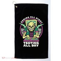 Coding All Night Testing All Day Skeleton Golf Towel thumb 0