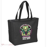 Coding All Night Testing All Day Skeleton Tote Bag thumb 2