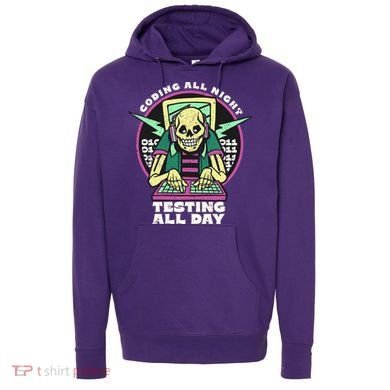 Coding All Night Testing All Day Skeleton Hoodie