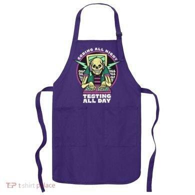 Coding All Night Testing All Day Skeleton Apron
