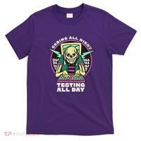 Coding All Night Testing All Day Skeleton T-Shirt thumb 0