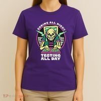 Coding All Night Testing All Day Skeleton T-Shirt thumb 4