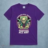 Coding All Night Testing All Day Skeleton T-Shirt thumb 5