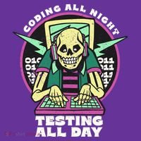 Coding All Night Testing All Day Skeleton Button thumb 1